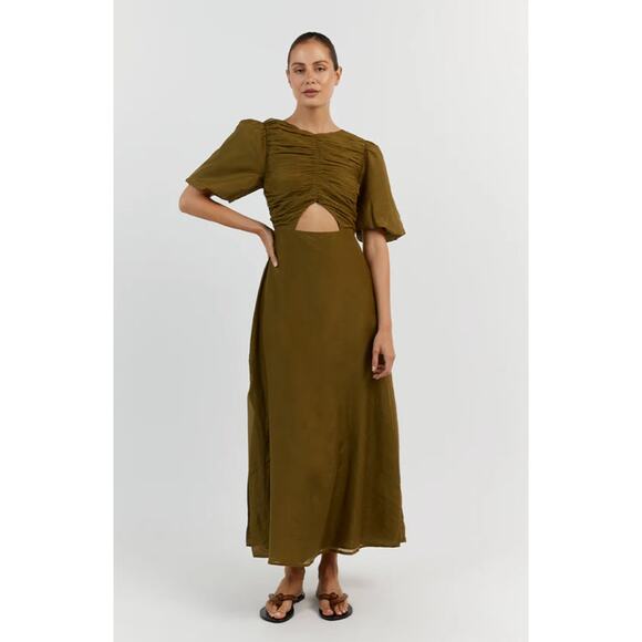 DISSH Dresses & Skirts - DISSH 6 Frankie Olive Cutout Midi Dress